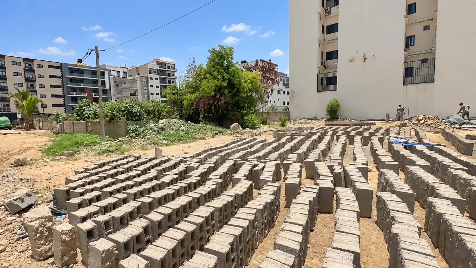 Vue générale du terrain et des immeubles voisins