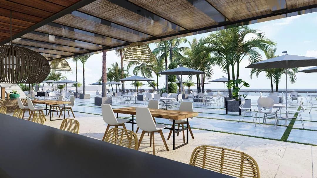 Restaurant en terrasse sous pergola